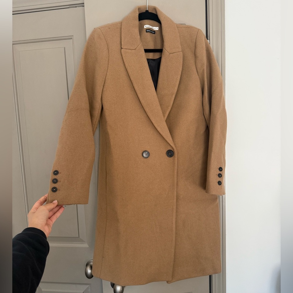 Monoprix Premium wool pea coat in Camel